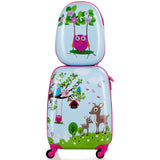 NNECW 2 Pieces Kids Luggage Set with 4 Casters & Retractable Handle