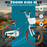 NNECW Kids Bike Adjustable with Handbrake and Basket for 4-8 Years Old-Turquoise-18 inches