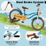 NNECW Kids Bike Adjustable with Handbrake and Basket for 4-8 Years Old-Turquoise-18 inches