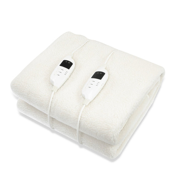 NNEDPE Heated Electric Blanket Fitted Fleece Underlay Throw Double