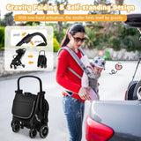 NNECW Folding Infant Stoller with Adjustable Canopy for 0-3 Years Old-Black