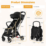 NNECW Folding Infant Stoller with Adjustable Canopy for 0-3 Years Old-Black