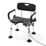 NNECW Non-Slip Shower Chair with U-Shaped Cutout-Black