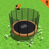 NNEDPE 8ft Round Spring Trampoline Free Safety Outer Net pad mat ladder shoe Tidy Basketball Orange