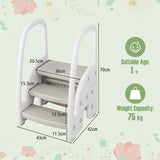NNECW Three-Step Stool with Safety Handles and Non-slip Pedals for Toddlers-Grey