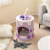 NNECW Bubble Tea Cat Tree Tower Cat Condo Furniture with Scratching Post-Purple