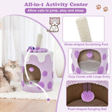 NNECW Bubble Tea Cat Tree Tower Cat Condo Furniture with Scratching Post-Purple