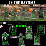NNETM Halloween Glow Yard Signs Tombstone Set