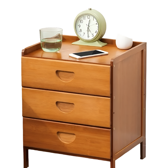 NNETM Bedside Table With Storage - Tawny Three Drawers