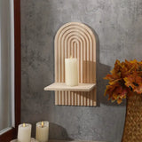 NNETM Radiant Reverie: Boho Wooden Sun Rainbow Wall Shelves