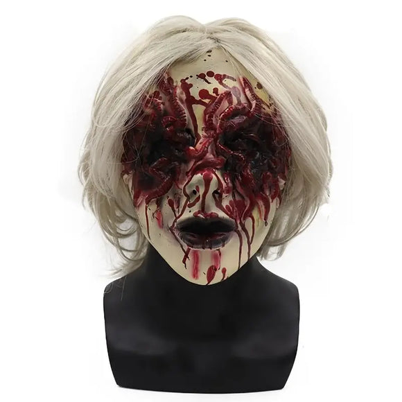 NNETM Spectral Elegance: The Haunting Beauty of a White-Haired Ghost Mask