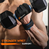 NNETM Half-Finger Lifting Gloves with Wrist Strap Support