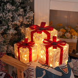 3pcs Christmas Gift Box Lights Transparent Decorative Boxes