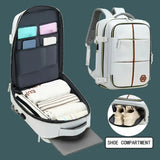 NNETM Travel Backpack with Airline-Approved Laptop Compartment and Shoes Compartment - Silver Gray and Chest Bag