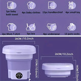 NNETM Portable Mini Washing Machine - Collapsible, 8L Capacity, 3 Sterilizing Modes, Purple