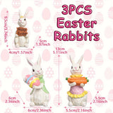 NNETM 3pcs Vintage Easter Rabbit Resin Ornaments Decor