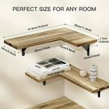 NNETM Rustic Wood Corner Wall Shelves for Elegant Display & Storage