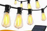100FT Solar LED String Lights with 24 Shatterproof ST38 Bulbs  Waterproof