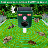 NNETM Ultrasonic Solar Animal Repeller with LED Lights & Motion Sensor