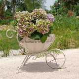NNETM Vintage Iron Garden Cart Planter with Drainage