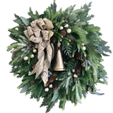 NNEOBA Farmhouse Christmas Wreath with Bells and Pine Cones
