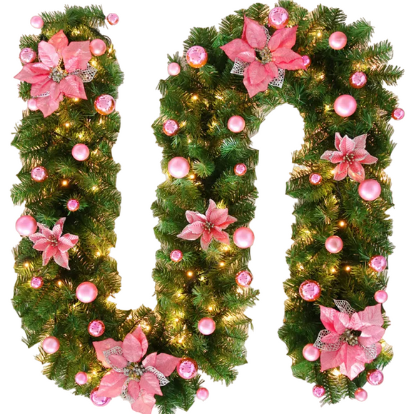 NNEOBA Radiant 2.7m LED Light Christmas Rattan Wreath