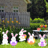 NNETM 5pcs Waterproof Bunny and Easter Eggs Yard Signs