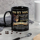 NNETM To My Son Black Wolf Coffee Mug - 11oz Ceramic Cup