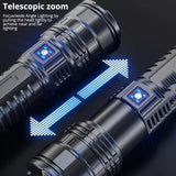 NNETM Telescopic Zoom C-Type Rechargeable Flashlight with Intelligent Power Display