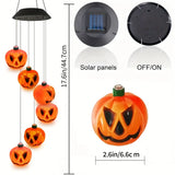 NNETM Spooky Solar Serenade: 6 Glowing Pumpkin Wind Chimes for Halloween