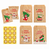 Christmas Kraft Paper Gift Bags with Snowflake Stickers