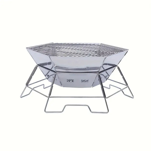 NNETM Foldable Stainless Steel Camping Charcoal Grill