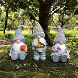 NNETM 3-Piece Easter Resin Gnome Garden Statue Set Rustic Style