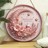 NNETM Ramadan Kareem Pink 2D Wreath Wall Sign