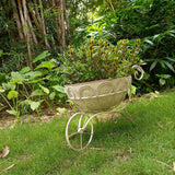 NNETM Vintage Iron Garden Cart Planter with Drainage