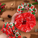 14pcs Christmas Print Satin Scrunchie Set Multicolor