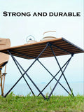 NNETM Portable Folding Outdoor Picnic Table - Aluminum Alloy, Wood Color