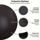 NNETM Heavy-Duty Explosion-Proof Yoga Ball with Air Plug and Pump(Black)