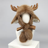 NNETM Winter Hat with Warm Moose Antlers Faux Fur