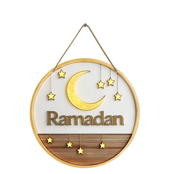 NNETM Wreath Sign Islam Gift Decor Ramadan Wooden