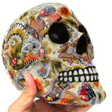 NNETM Skull Decoration – Vibrant Resin Flower Art Deco