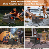 NNETM Iron Portable Camping Wood Stove with Chimney