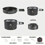 NNETM 4pcs Aluminum Camping Cookware Set for Outdoor Cooking