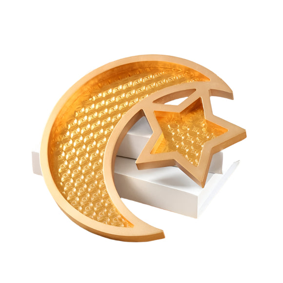 NNETM Gold Eid Mubarak Wooden Dessert Tray