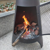 NNETM Outdoor Chimney Fireplace with Mesh Door Black Steel