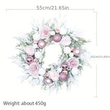 NNETM Blushing Elegance: A Pink Christmas Wreath Adorned with Baubles