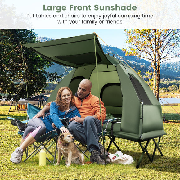 NNECW 2-Person Camping Tent Cot with Air Mattress and Carry Bag for Picnic, Trip