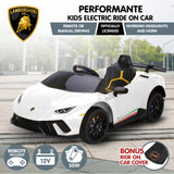 NNEDPE Lamborghini Performante Kids Electric Ride On Car - White