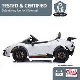 NNEDPE Lamborghini Performante Kids Electric Ride On Car - White