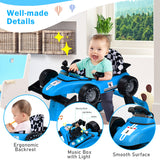 NNECW 4-in-1 Foldable Activity Car Walker with Adjustable Height and Speed-Blue